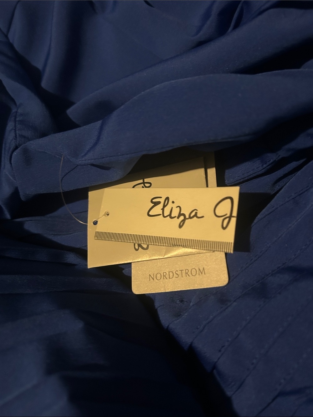 Eliza J Blue and Magenta Pleated Long Sleeve Dress - Picture 8 of 8